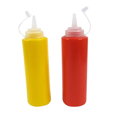 2pc Ketchup Mustard Squeeze Bottle Set Plastic Squirt Condiment