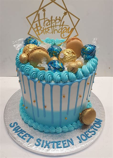 Blue And Gold Fresh Cream Birthday Cake Cb Rc111 Cake Boutique