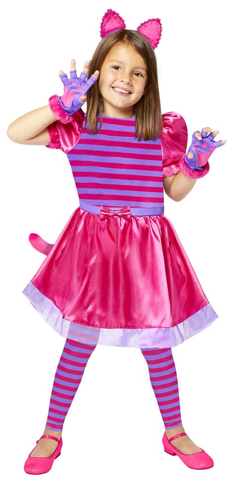 Childs Cheshire Cat Fancy Dress Costume Wonderland Kids Girls Book Week