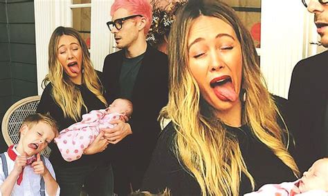Hilary Duff Sticks Out Tongue As She Cradles Daughter Banks Daily