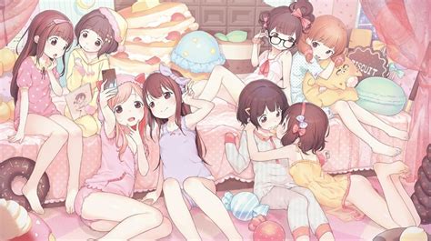 Candies Anime Girls Anime Pink Pink Pajamas Pyjamas Wallpaper
