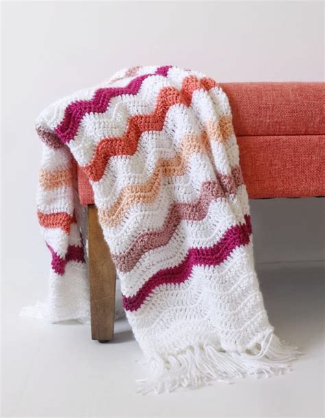 Daisy Farm Crafts Crochet Ripple Pattern Crochet Throw Blanket