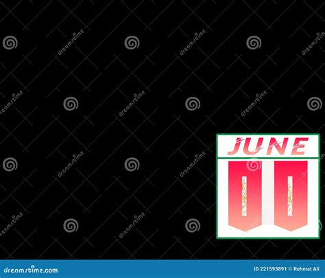 June 11 Calendar On Black Background Stock Illustration Illustration