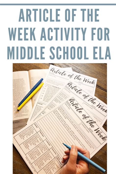 Article Of The Week Prompts For The Entire School Year In Secondary Ela