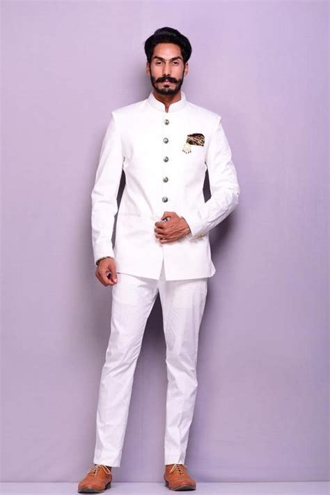 Bespoke Classic White Jodhpuri Bandgala Suit For Men Best Etsy In