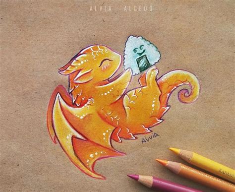 Onigiri Dragon By Alviaalcedo Cute Dragon Drawing Mythical Creatures