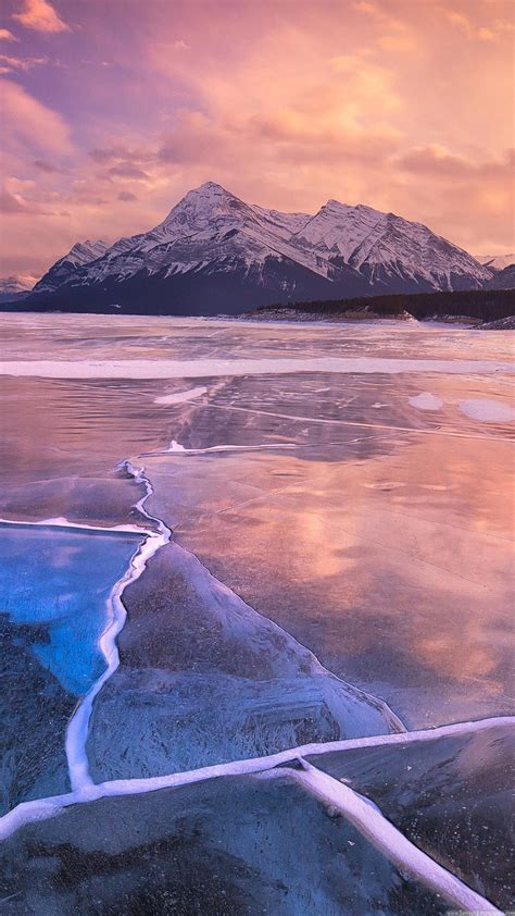 Frozen Lake Sunset Lock Screen Iphone 6 Plus Hd Wallpaper