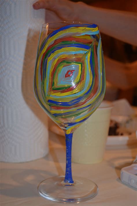 Wine Glasses Decorated By Party Participants Decorated Wine Glasses Glass Painting