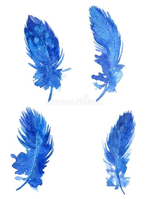 Set Of Blue Plumes Stock Illustration Illustration Of Paint 58788150