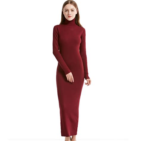 Knitted Long Sleeve Turtleneck Maxi Dress SF Loveitbabe Knit Party