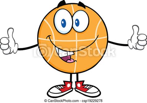 Funny Basketball Cartoon Character Giving A Double Thumbs Up Canstock