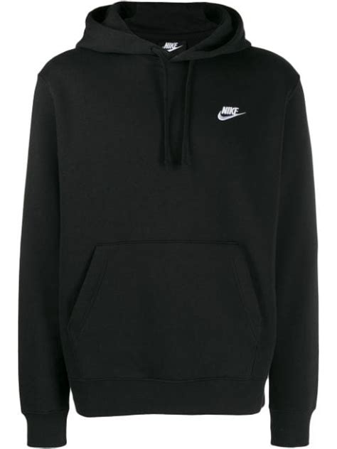Nike Embroidered Logo Hoodie In Black Modesens