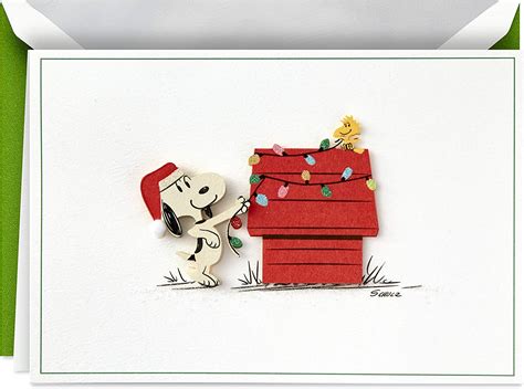 Hallmark Signature Peanuts Boxed Christmas Cards Snoopy Lights 10
