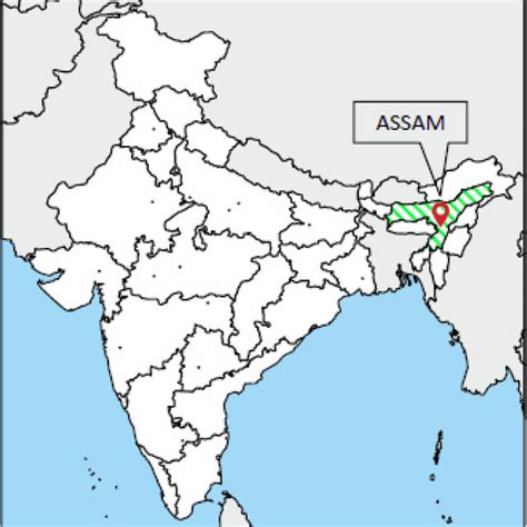 Map Of India And State Of Assam As Marked In Green Map Has Been