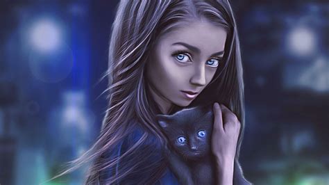 Girl With Cat Wallpapers Top Free Girl With Cat Backgrounds