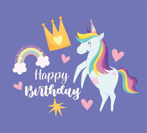 Unicorn Birthday Card Vector Art Icons And Graphics For Free Download