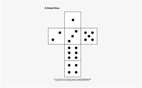 Printable Paper Dice Template Pdf - 6 Sided Dice Template - 350x453 PNG