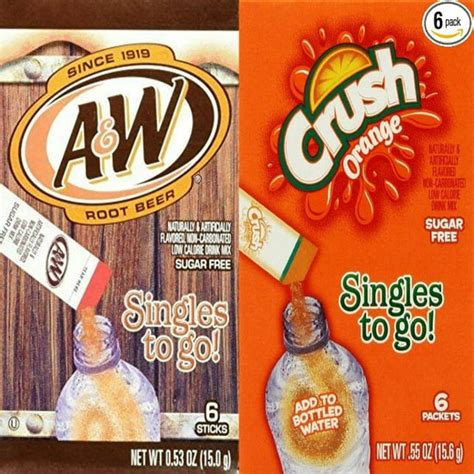 Aandw Root Beer And Orange Crush Singles To Go Drink Mix Combo Pack Of 6