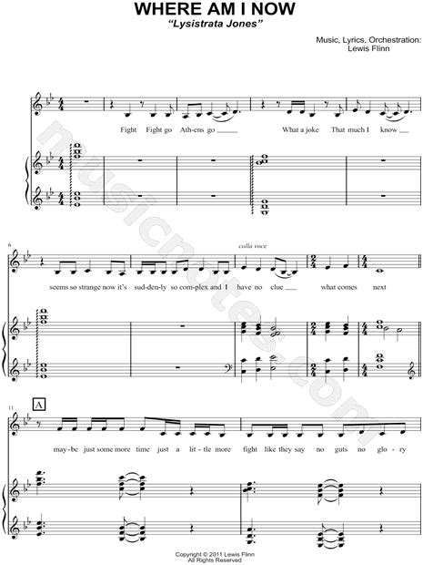 Where Am I Now From Lysistrata Jones Sheet Music In Bb Major