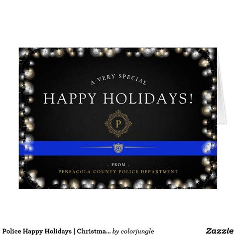 Police Happy Holidays Christmas Custom Holiday Card