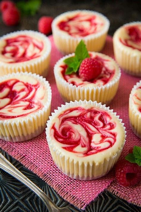 Miniature Strawberry Cheesecakes Raspberry Swirl Cheesecake