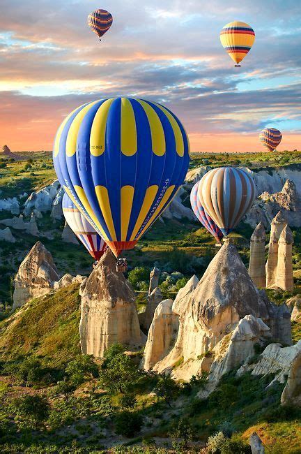 Hot Air Balloons Over Love Valley At Sunrise Cappadocia Turkey