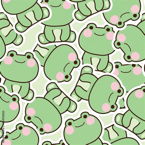 Seamless Pattern Of Cute Frog In Sitting Pose Backgroundanimal