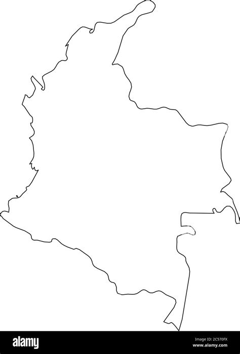 Colombia Solid Black Outline Border Map Of Country Area Simple Flat