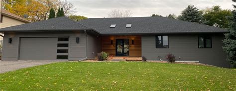 Pair with light colors for a more neutral look or darker colors for more drama. Maple Grove MN James Hardie Remodel Aged Pewter Lap Siding