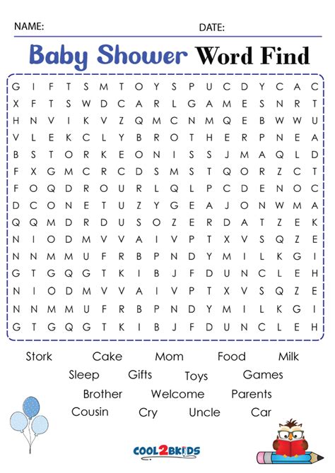 Crucigrama Baby Shower Sopa De Letras Babyshower Word Search Wordmint