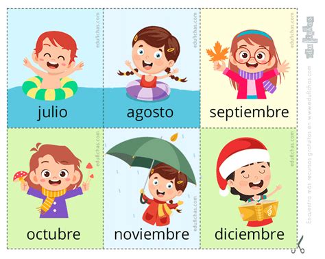 Meses Del Año Flashcards Con Los Meses En Inglés Francés Español