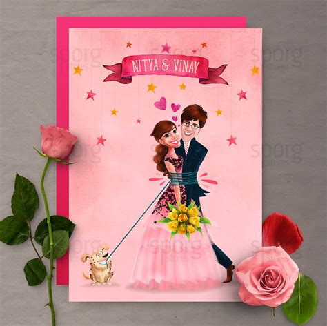 Choose cards from countless textures and designs created specifically to represent the south. Caricature Illustrated Wedding Invitation Design. on Behance