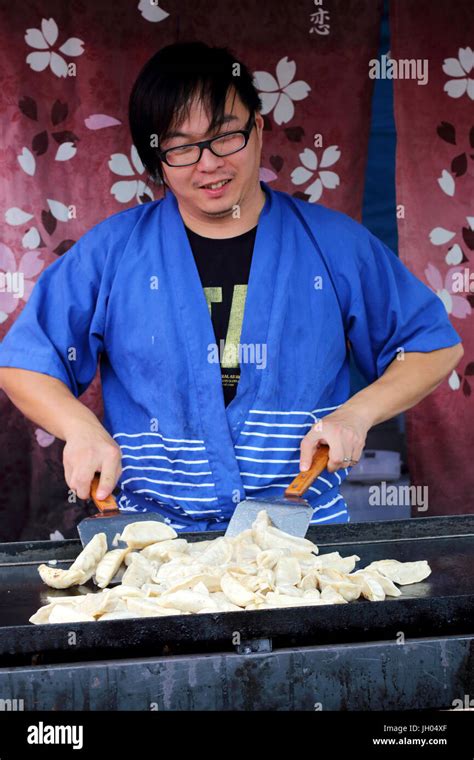 Chinese Guy Cooking Asian Dumplings Stock Photo Alamy