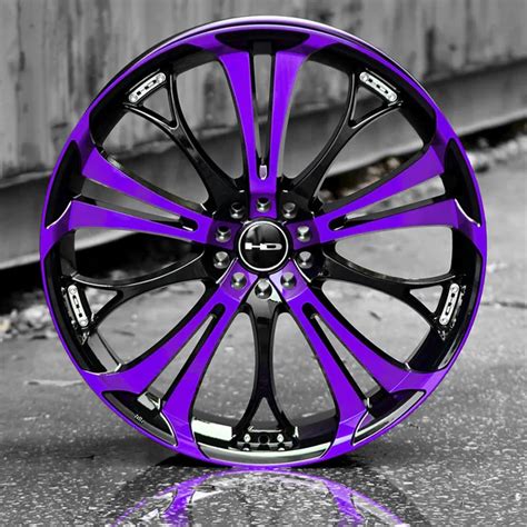Hd Wheels Spinout Gloss Black W Machined Purple Face