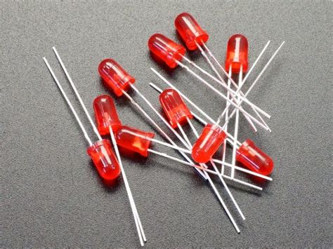 Led Red 5mm Diffused General Purpose 10 Pack Protosupplies