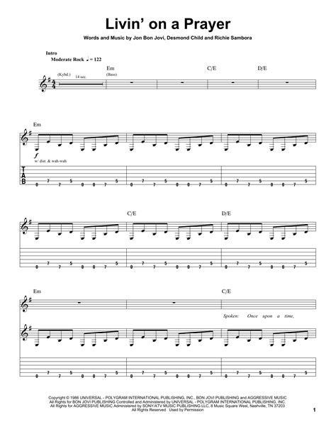 Livin On A Prayer By Bon Jovi Guitar Tab Play Along Guitar Instructor
