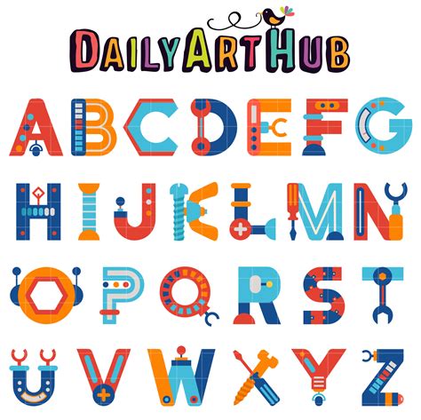 robot alphabet clip art set daily art hub graphics alphabets and svg