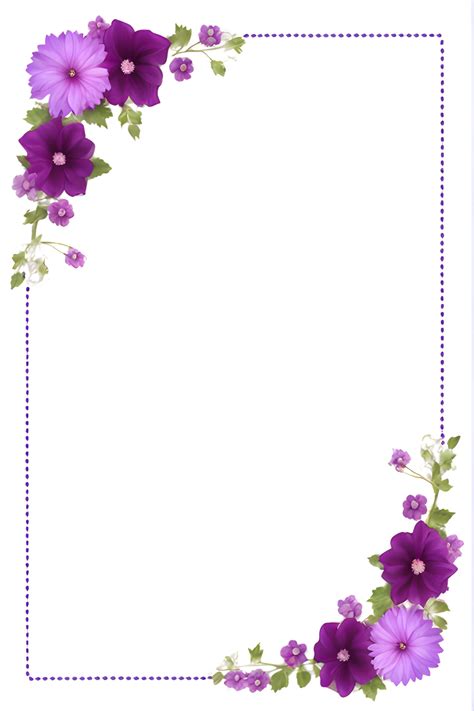 Purple Flower Border Frame Png Transparent Background Ai Generative