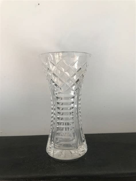 Large Heavy Cut Crystal Lead Crystal Vase Vintage Etsy
