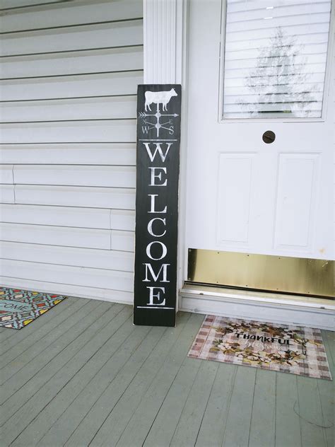 Welcome Sign Welcome Sign For Front Porch Vertical Welcome Etsy In
