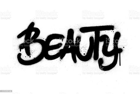 Graffiti Beauty Word Sprayed In Black Over White Stock Illustration