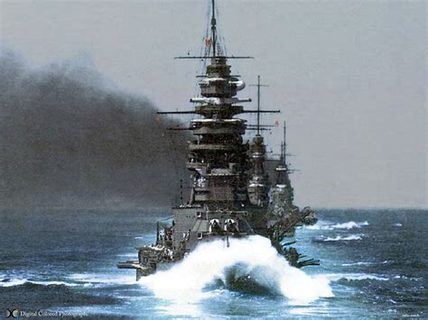 Splendid Prewar View Of Japanese Battleships In Line Ahead