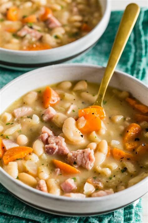 Add the onion, carrot, garlic, thyme and coriander and cook the vegetables over moderately high heat, stirring, until softened, about 3 minutes. This quick and easy ham and bean soup is packed full of ...