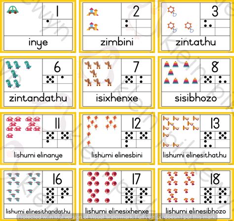 Isixhosa Picture Number Dot Name Of Numbers 1 20 Teacha