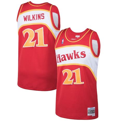 Mens Atlanta Hawks Dominique Wilkins Mitchell And Ness Red 1986 87