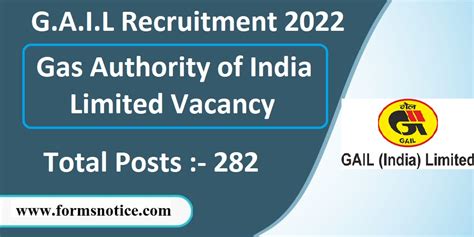 Gail Recruitment 2022 282 Posts Apply Online Forms Notice