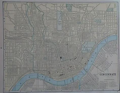 Vintage 1898 Cincinnati Map ~ Old Antique Original Atlas Map 20819 16