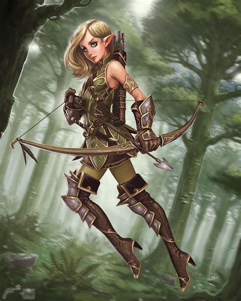 Elf Archer By Joshua Guglielmo Fantasy 2d Cgsociety Fantasy Female Warrior Elf Art Elf