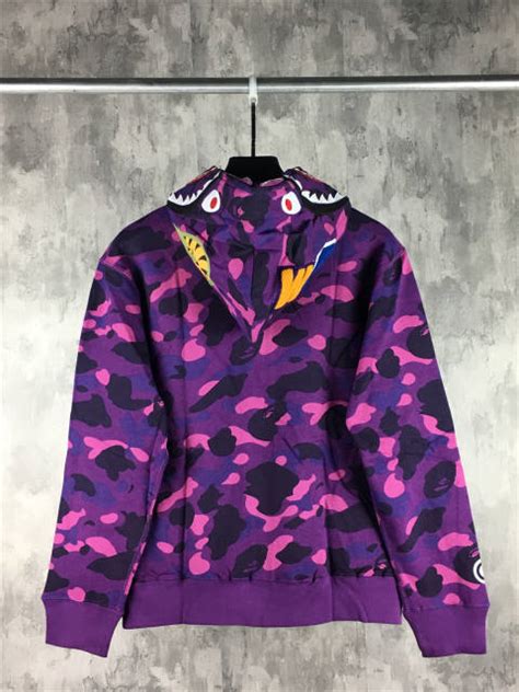 Bape Color Camo Shark Full Zip Hoodie Purple