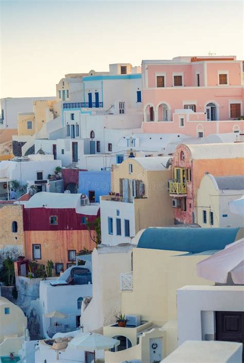 Colors Of Santorini At Dusk Stock Photo Image Of View Village 54029796